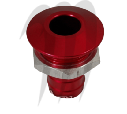 Photo Sortie pompe de cale anodisé (rouge) usinée par Blowsion - Pièces Jet Ski, accessoires et entretiens - Matos import