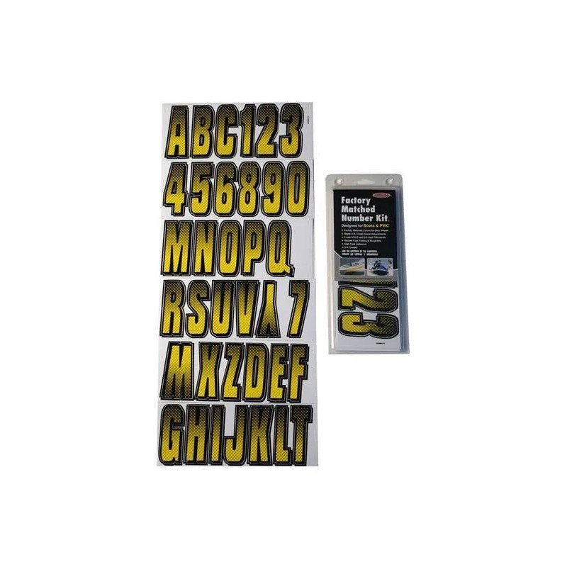 HARDLINE PRODUCT . Kit Immatriculation,  CARBONE JAUNE ( 146 pieces )